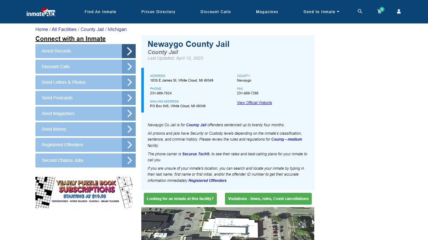 Newaygo County Jail - Inmate Locator - White Cloud, MI